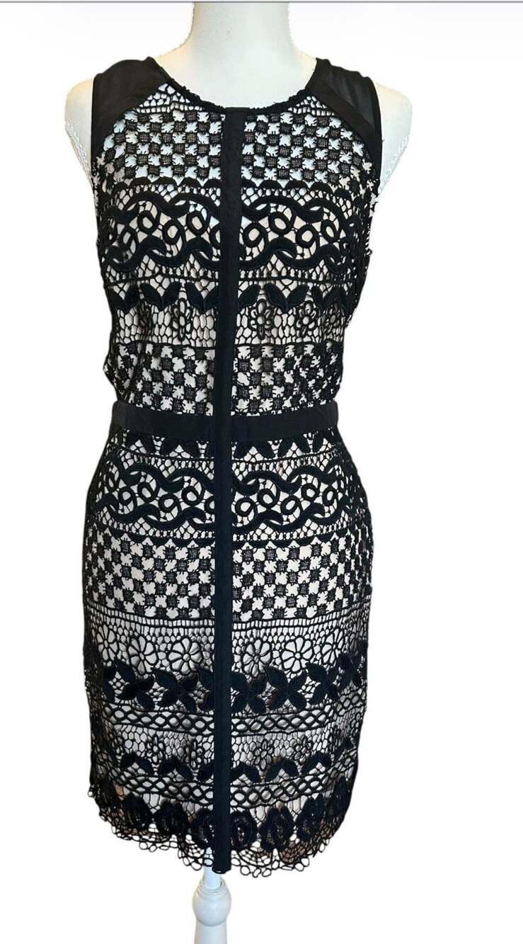 Marciano Rory Guipure Lace Dress Size S Black Nude